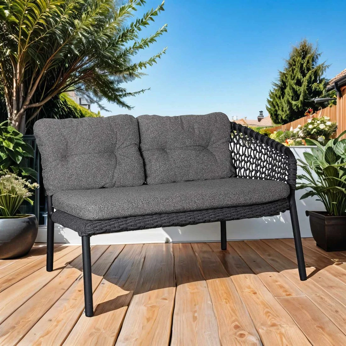 Cane-Line Ocean Eck-/Endmodul Links Aluminium/Rope Dark Grey 3 Cane-Line Ocean Eck-/Endmodul Links Aluminium/Rope Dark Grey