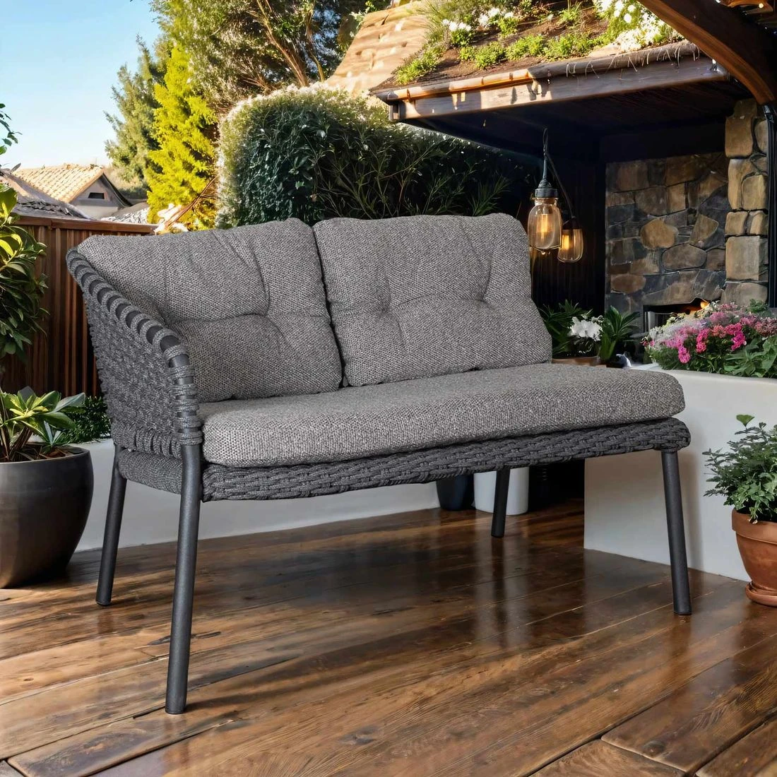 Cane-Line Ocean Eck-/Endmodul Rechts Aluminium/Rope Dark Grey 3 Cane-Line Ocean Eck-/Endmodul Rechts Aluminium/Rope Dark Grey