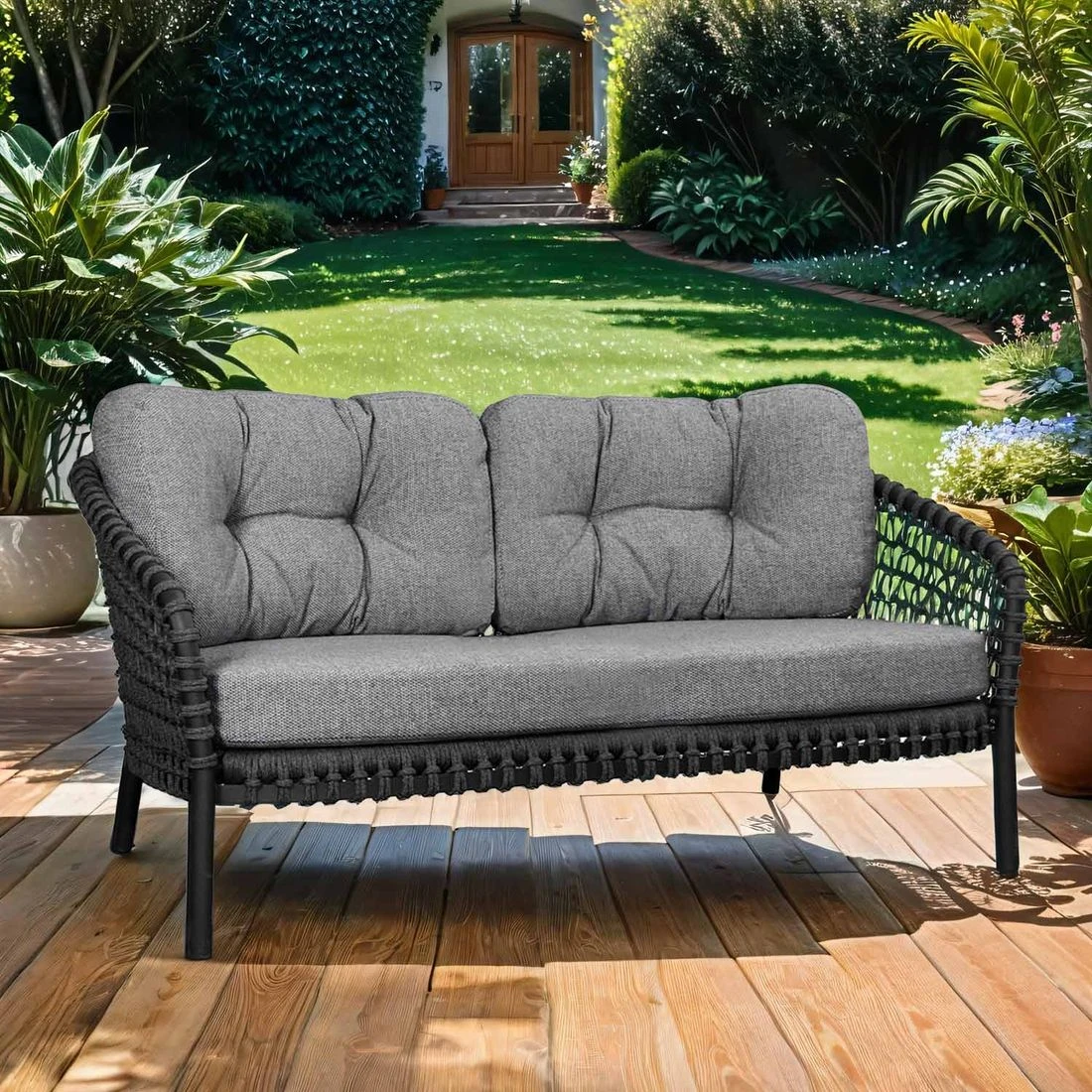 Cane-Line Ocean Gartensofa 155cm Aluminium/Rope/Polypropylen Dark Grey 3 Cane-Line Ocean Gartensofa 155cm Aluminium/Rope/Polypropylen Dark Grey