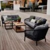 Cane-Line Ocean Loungeset 5-tlg. Mit Tischen Aluminium/Teak Dark Grey/Natur -GartenMöbelPro Verkäufe cane line ocean loungeset 5 tlg mit tischen aluminium teak 1481681 1