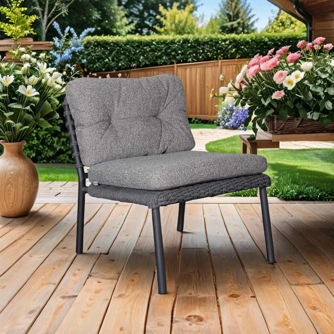 Cane-Line Ocean Mittelmodul Rechts Aluminium/Rope Dark Grey 3 Cane-Line Ocean Mittelmodul Rechts Aluminium/Rope Dark Grey