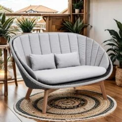 Cane-Line Peacock Gartensofa Teak/Geflecht Grey/Light Grey