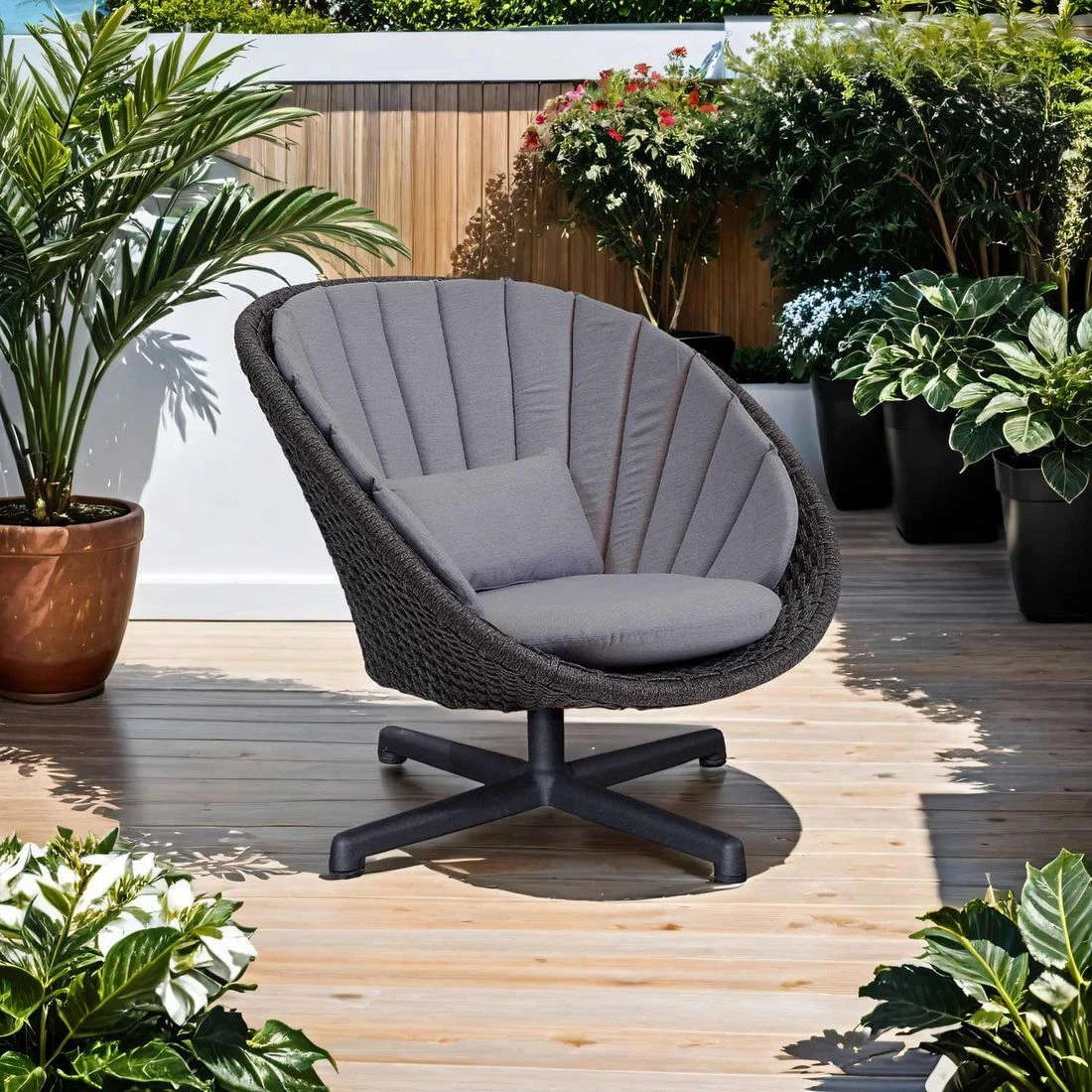 Cane-Line Peacock Loungesessel Aluminium/Rope Dark Grey/Grey 3 Cane-Line Peacock Loungesessel Aluminium/Rope Dark Grey/Grey