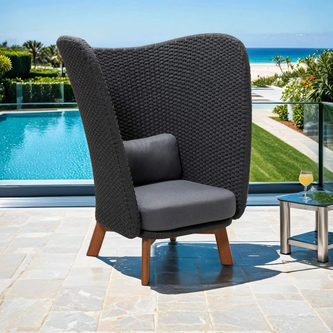 Cane-Line Peacock Wing Loungesessel Teak/Rope Dark Grey/Grey/Natur 3 Cane-Line Peacock Wing Loungesessel Teak/Rope Dark Grey/Grey/Natur