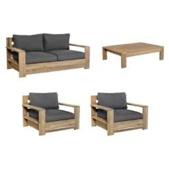 OUTLIV. Castello Loungeset 4-tlg. Recycelt Teak/Sunproof Natur/Dunkelgrau -GartenMöbelPro Verkäufe castello loungeset 4 tlg teak olefin 1392284 3