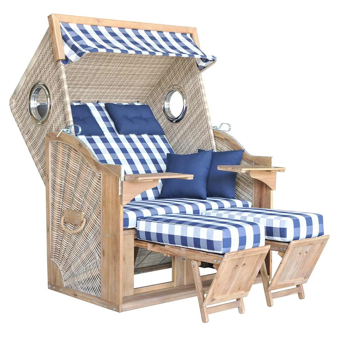 DeVries Pure Greenline 135XL Strandkorb Geflecht/Akazie Des.743 Ice Flower 5 DeVries Pure Greenline 135XL Strandkorb Geflecht/Akazie Des.743 Ice Flower – Bild 3