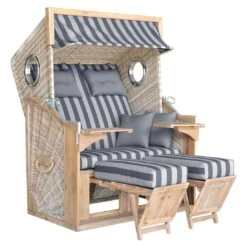 DeVries Pure Greenline 135XL Strandkorb Geflecht/Akazie Des.755 Ice Flower -GartenMöbelPro Verkäufe devries pure greenline 135xl strandkorb geflecht akazie des 755 1352706 2