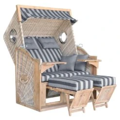 DeVries Pure Greenline 135XL Strandkorb Geflecht/Akazie Des.755 Ice Flower -GartenMöbelPro Verkäufe devries pure greenline 135xl strandkorb geflecht akazie des 755 1352706 3