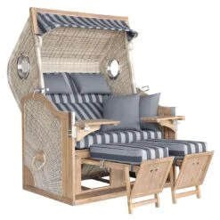 DeVries Pure Greenline 175XL Strandkorb Geflecht/Akazie Ice Flower -GartenMöbelPro Verkäufe devries pure greenline 175xl strandkorb geflecht akazie 1352728 2