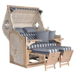 DeVries Pure Greenline 175XL Strandkorb Geflecht/Akazie Ice Flower -GartenMöbelPro Verkäufe devries pure greenline 175xl strandkorb geflecht akazie 1352728 3