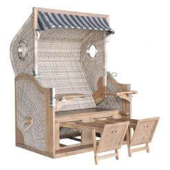 DeVries Pure Greenline 175XL Strandkorb Geflecht/Akazie Ice Flower -GartenMöbelPro Verkäufe devries pure greenline 175xl strandkorb geflecht akazie 1352728 4