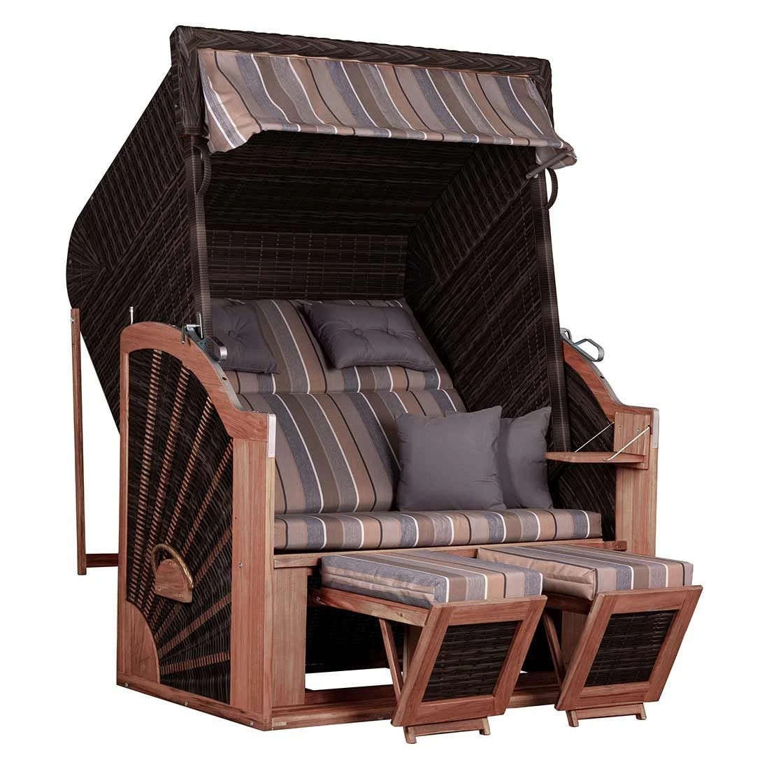 DeVries Pure Classic XL Strandkorb Teak/Geflecht Des.403 Stone Grey 4 DeVries Pure Classic XL Strandkorb Teak/Geflecht Des.403 Stone Grey – Bild 2