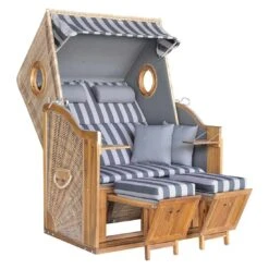 DeVries Trend 45 Strandkorb Geflecht/Akazie Des. 755 Walnut/Natural Finish -GartenMöbelPro Verkäufe devries trend 45 strandkorb geflecht akazie des 755 1352695 2