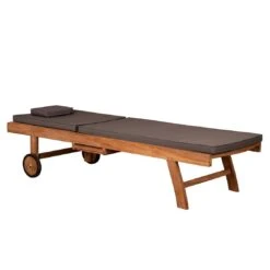 DeVries Woodie Gartenliege Mit Rädern Teak/Polyester Natur/Grau -GartenMöbelPro Verkäufe devries woodie gartenliege mit raedern teak polyester 1438616 5