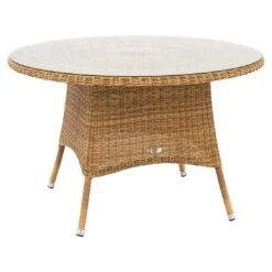 Domus Ventures Maryland Gartentisch Ø120 Cm Geflecht Rund Mit Glasplatte Mixed Beige -GartenMöbelPro Verkäufe domus ventures maryland diningtisch rund 120cm mixed beige rundgeflecht mit glasplatte 2