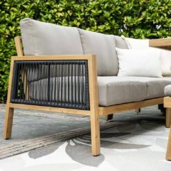 Garden Impressions Decala Dininglounge 5-tlg. Aluminium/Rope/Textilene Teaklook/Taupe -GartenMöbelPro Verkäufe garden impressions decala loungeset 5 tlg aluminium rattan textilene 1436108 6