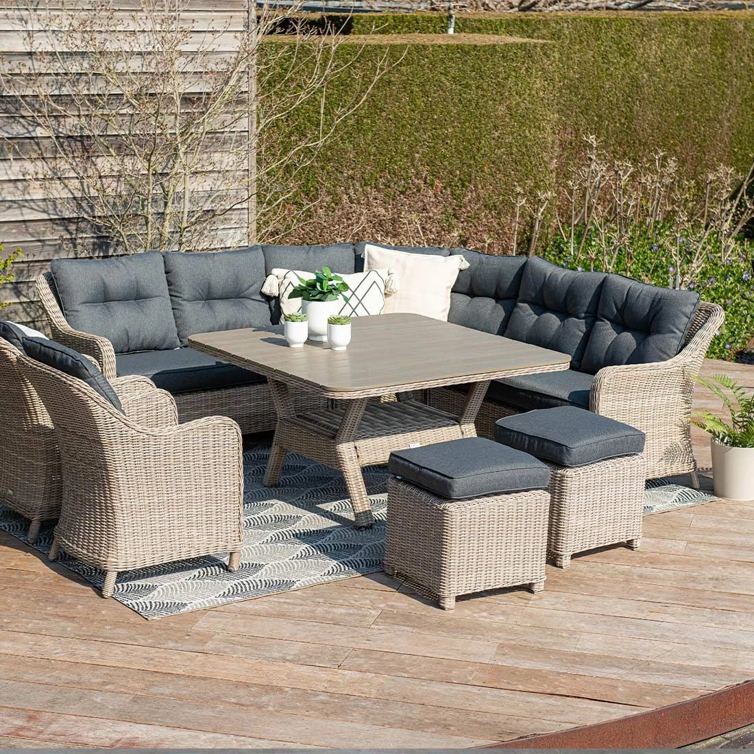 Garden Impressions Milwaukee Dininglounge Geflecht/Spun Polyester Vintage Willow/Reflex Black 3 Garden Impressions Milwaukee Dininglounge Geflecht/Spun Polyester Vintage Willow/Reflex Black