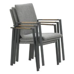 Garden Impressions Ottawa Stapelsessel Aluminium/Textilene/Teak Carbon Black/Grau -GartenMöbelPro Verkäufe garden impressions ottawa diningsessel aluminium teak textilene 1436119 2