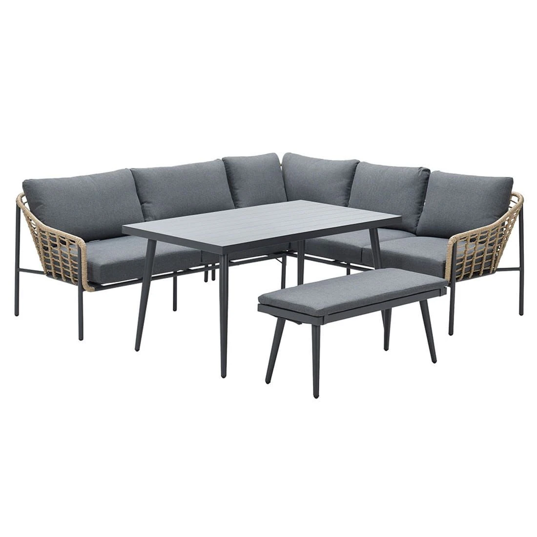 Garden Impressions Semarang Dininglounge Aluminium/Rope Carbon Black/Mystic Grey 3 Garden Impressions Semarang Dininglounge Aluminium/Rope Carbon Black/Mystic Grey