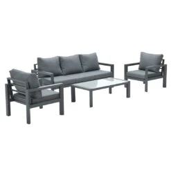 Garden Impressions Zion Loungeset 4-tlg. Aluminium/Polyester Carbon Black/Mystic Grey -GartenMöbelPro Verkäufe garden impressions zion sofagruppe 4 tlg aluminium polster 1349747 2