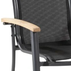 Hartman Alice Stapelsessel Aluminium/Textilene Xerix -GartenMöbelPro Verkäufe hartman alice stapelsessel aluminium textilene xerix schwarz mit teak armlehnen 2