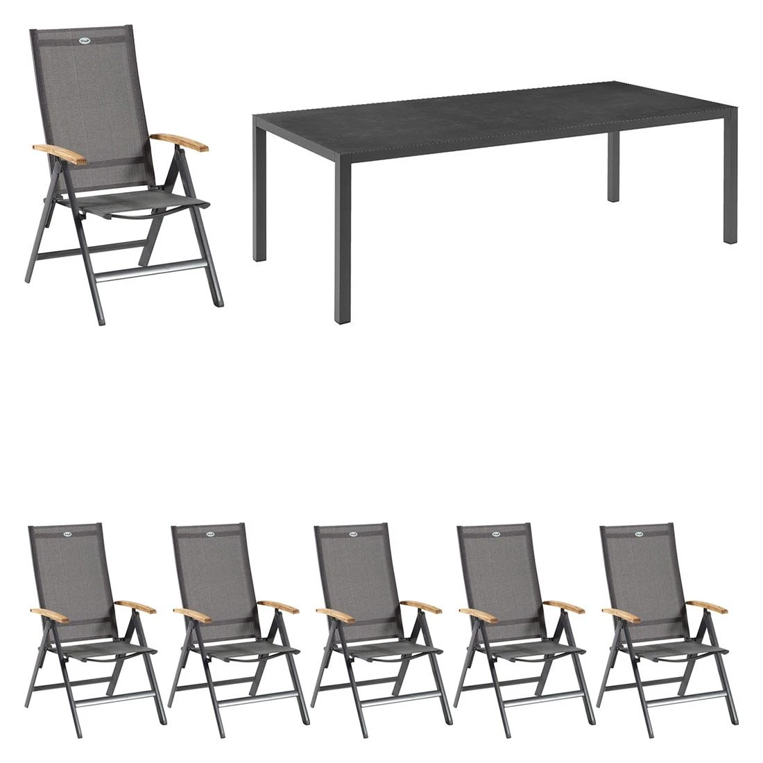 Hartman Aruba Gartenmöbelset 7-tlg.+Tisch 220x100cm Alu/Glas Xerix/Anthrazit 3 Hartman Aruba Gartenmöbelset 7-tlg.+Tisch 220x100cm Alu/Glas Xerix/Anthrazit