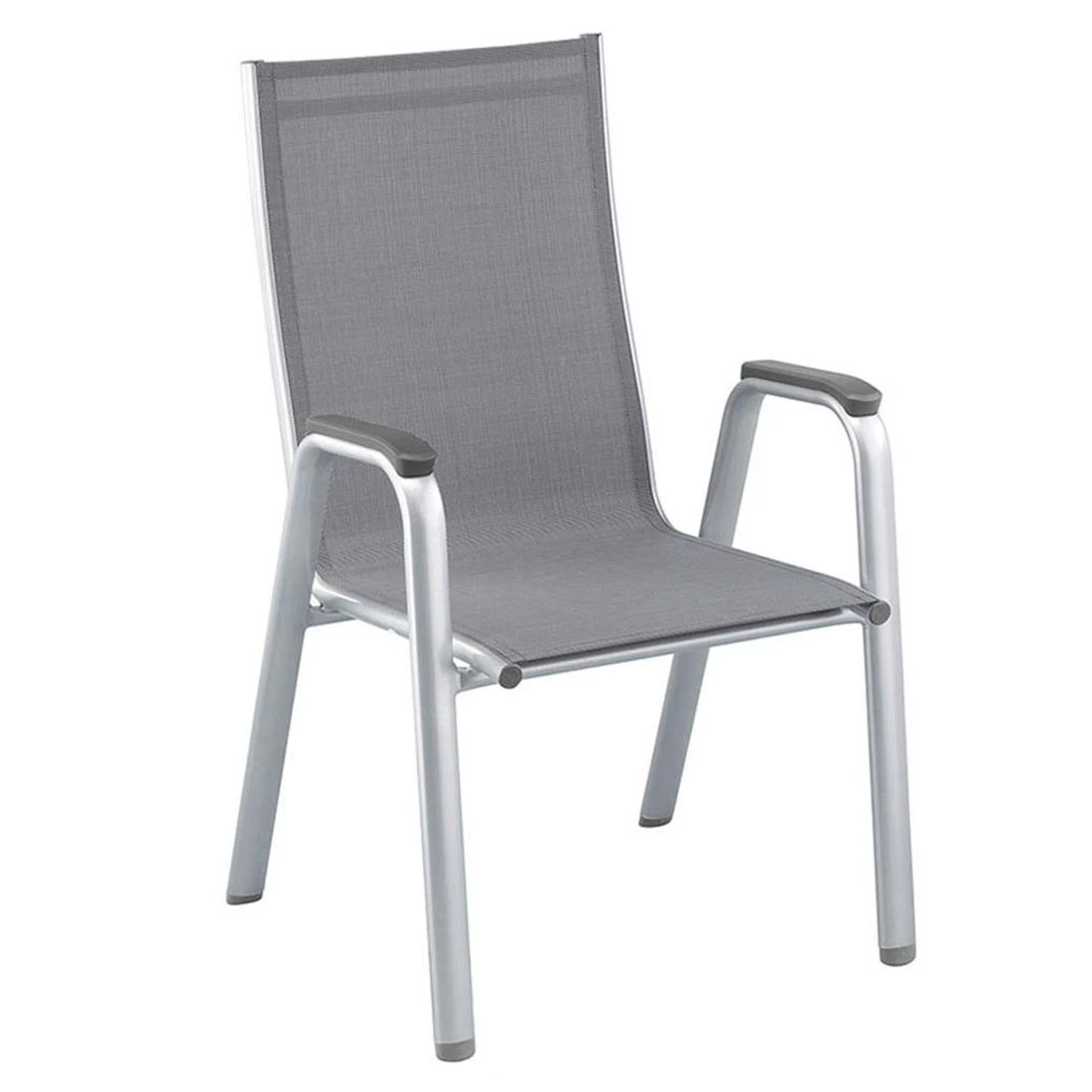 Kettler Cirrus Stapelsessel-Set Aluminium/Textilene Silber/Anthrazit-Grau 4 Kettler Cirrus Stapelsessel-Set Aluminium/Textilene Silber/Anthrazit-Grau – Bild 2