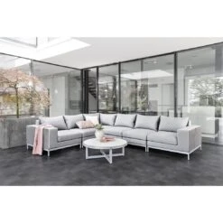 Kettler Ego Modular Ecklounge 7tlg. Sunbrella Silber/Hellgrau Meliert -GartenMöbelPro Verkäufe kettler ego modular loungeecke 7tlg aluminium sunbrella 16