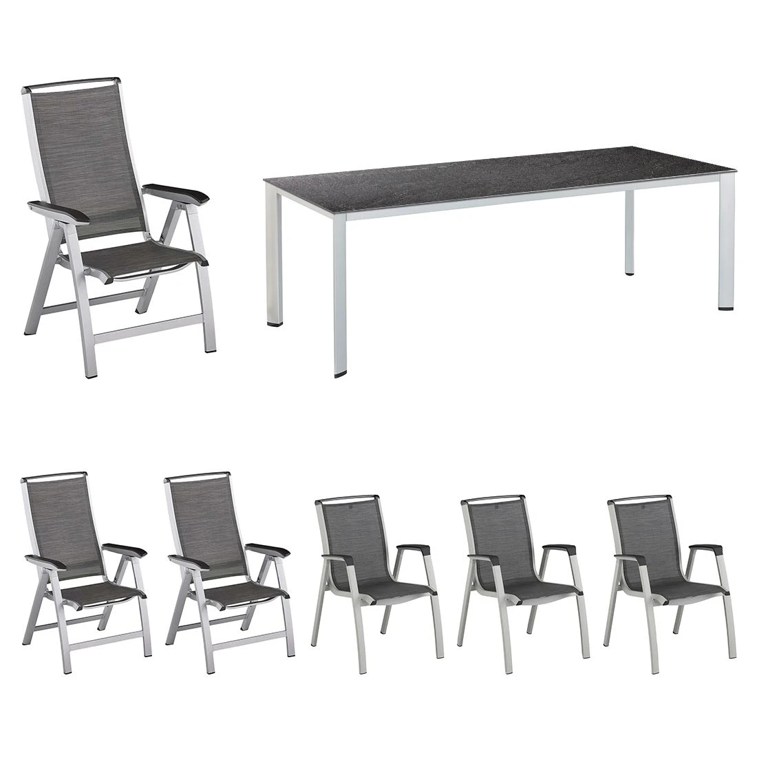 Kettler Forma II Gartenmöbel-Set 7-tlg. Tisch 220x95cm Silber/Graphit 7 Kettler Forma II Gartenmöbel-Set 7-tlg. Tisch 220x95cm Silber/Graphit – Bild 5