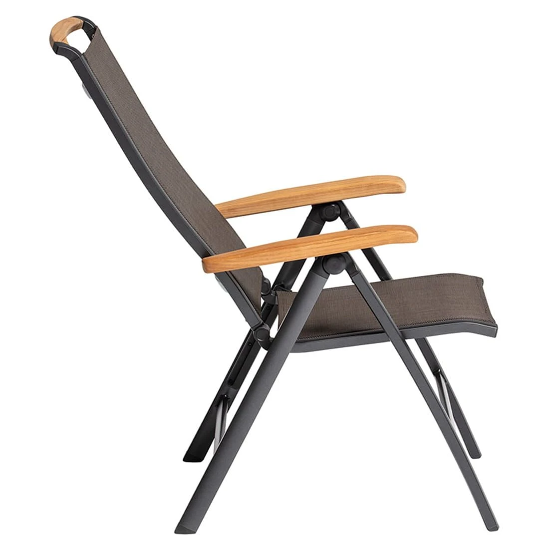 Kettler Memphis Klappsessel Aluminium/Textilene Mit Teak-Armlehnen Anthrazit/Bronze 9 Kettler Memphis Klappsessel Aluminium/Textilene Mit Teak-Armlehnen Anthrazit/Bronze – Bild 7