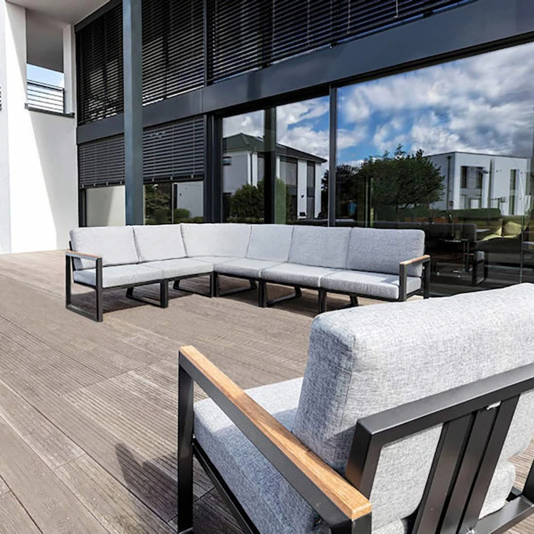 Kettler Ocean Skid Ecklounge 7-tlg. Aluminium/Olefin Anthrazit/Hellgrau Meliert 5 Kettler Ocean Skid Ecklounge 7-tlg. Aluminium/Olefin Anthrazit/Hellgrau Meliert – Bild 3