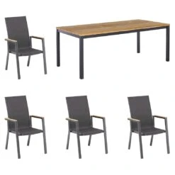 Kettler Rasmus Gartenmöbelset 5-tlg. Mit Tisch 180x90 Cm Anthrazit/Charcoal