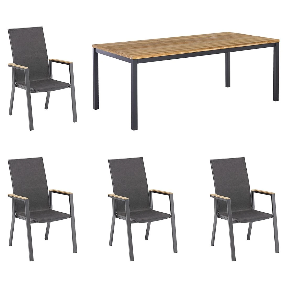 Kettler Rasmus Gartenmöbelset 5-tlg. Mit Tisch 180x90 Cm Anthrazit/Charcoal 3 Kettler Rasmus Gartenmöbelset 5-tlg. Mit Tisch 180x90 Cm Anthrazit/Charcoal