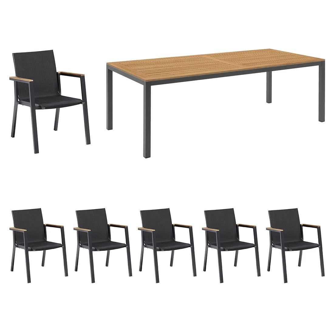 Kettler Rasmus Gartenmöbelset 7-tlg. Mit Tisch 220x100 Cm Anthrazit/Charcoal 3 Kettler Rasmus Gartenmöbelset 7-tlg. Mit Tisch 220x100 Cm Anthrazit/Charcoal