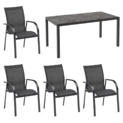 Kettler Tampa Gartenmöbelset 5-tlg. Mit Tisch 160x90 Cm Anthrazit -GartenMöbelPro Verkäufe kettler tampa gartenmoebelset 5 tlg mit tisch 160x90 cm 1477215 1