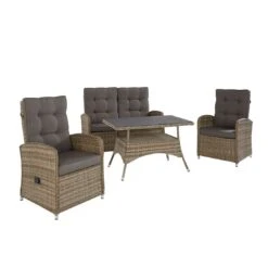 LC Garden Monaco Dininglounge 4-teilig Geflecht Inklusive Tisch Natur Mix/Grau -GartenMöbelPro Verkäufe l c wholesaler monaco loungegruppe 4 teilig geflecht inkl tisch natur mix 1093183 2