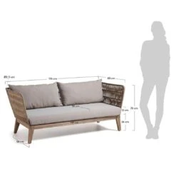 La Forma Belleny Gartensofa Eukalyptus/Rope Inklusive Kissen Beige -GartenMöbelPro Verkäufe laforma bellano 3 sitzer sofa 176x70x80cm eukalyptus rope beige 1074571 3