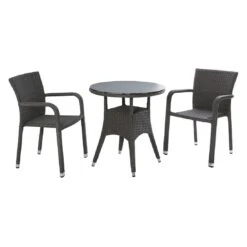 LC Garden Barcelona Gartentisch Ø70cm Geflecht/Glas-Keramik Grau Mix/Schwarz -GartenMöbelPro Verkäufe lc garden barcelona bistrotisch C3 B870cm geflecht keramik glas 1345171 2