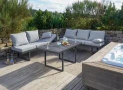 LC Garden Keramo Gartentisch 140x85cm Aluminium/Keramik Anthrazit/Holzoptik Dunkelgrau -GartenMöbelPro Verkäufe lc garden keramo couchtisch 140x85cm aluminium keramik 1345589 2