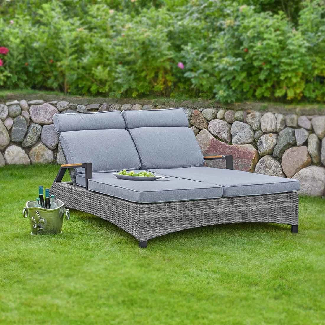 LC Garden Keramo Doppelliege Inkl. Kissen Geflecht/Polyester Naturgrau 4 LC Garden Keramo Doppelliege Inkl. Kissen Geflecht/Polyester Naturgrau – Bild 2