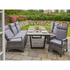 LC Garden Keramo Gartenmöbel-Set 5-tlg. Tisch 200x100cm Naturgrau