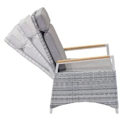 LC Garden Keramo Loungesessel Aluminium/Geflecht/Teak-Armlehnen Off White/Weiß-Mix -GartenMöbelPro Verkäufe lc garden keramo loungesessel aluminium geflecht teak armlehnen 1434392 5