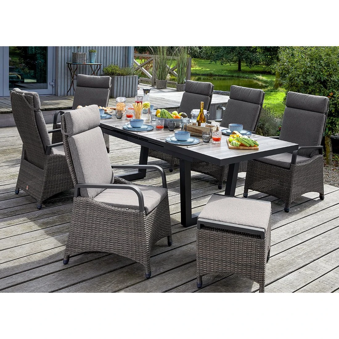 LC Garden Komido Gartenmöbel-Set 8-tlg. Tisch 200/260x100cm Anthrazit/Omega Braun 3 LC Garden Komido Gartenmöbel-Set 8-tlg. Tisch 200/260x100cm Anthrazit/Omega Braun