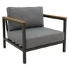 LC Garden Sondrino Loungesessel Aluminium/Polyester/Teak-Armlehnen Anthrazit/Off-White-Schwarz