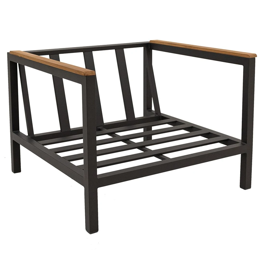 LC Garden Sondrino Loungesessel Aluminium/Polyester/Teak-Armlehnen Anthrazit/Off-White-Schwarz 6 LC Garden Sondrino Loungesessel Aluminium/Polyester/Teak-Armlehnen Anthrazit/Off-White-Schwarz – Bild 4