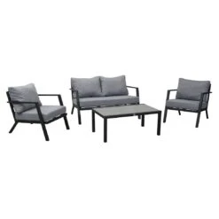 LC Garden Sondrino Loungeset 4-tlg. Mit Tisch 100x60 Cm Schwarz Matt/Beton -GartenMöbelPro Verkäufe lc garden sondrino loungeset 4 tlg mit tisch 100x60 cm 1433600 2