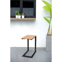 LifestyleGarden Portals Beistelltisch 47x30cm Aluminium/Teak Batman Black/Teak -GartenMöbelPro Verkäufe lifestylegarden portals beistelltisch 47x30cm aluminium teak batman black teak 1203821 2