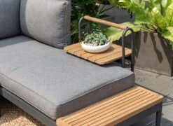 LifestyleGarden Topaz Beistelltisch 52x37,5cm Aluminium/Teakholz Magnesium Grau/Teak -GartenMöbelPro Verkäufe lifestylegarden topaz beistelltisch 52x37 5cm aluminium teakholz 1440640 3