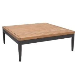 LifestyleGarden Topaz Loungetisch 80x80cm Aluminium/Teakholz Magnesium Grau/Teak -GartenMöbelPro Verkäufe lifestylegarden topaz beistelltisch 80x80cm aluminium teakholz 1440651 2