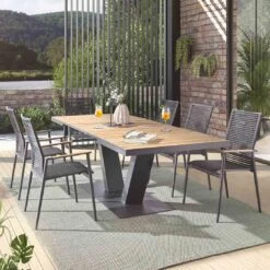 Musterring Den Haag Ausziehtisch 180/240x95cm Aluminium/Teak Anthrazit/Natur -GartenMöbelPro Verkäufe musterring den haag ausziehtisch 180 240x95cm aluminium teak 1472595 3